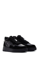 Kadın Siyah Kalın Tabanlı Kürklü Deri Sneaker | Derimod