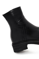 Woman Black Zip Closure Thick-Soled Leather Casual Boots | Derimod