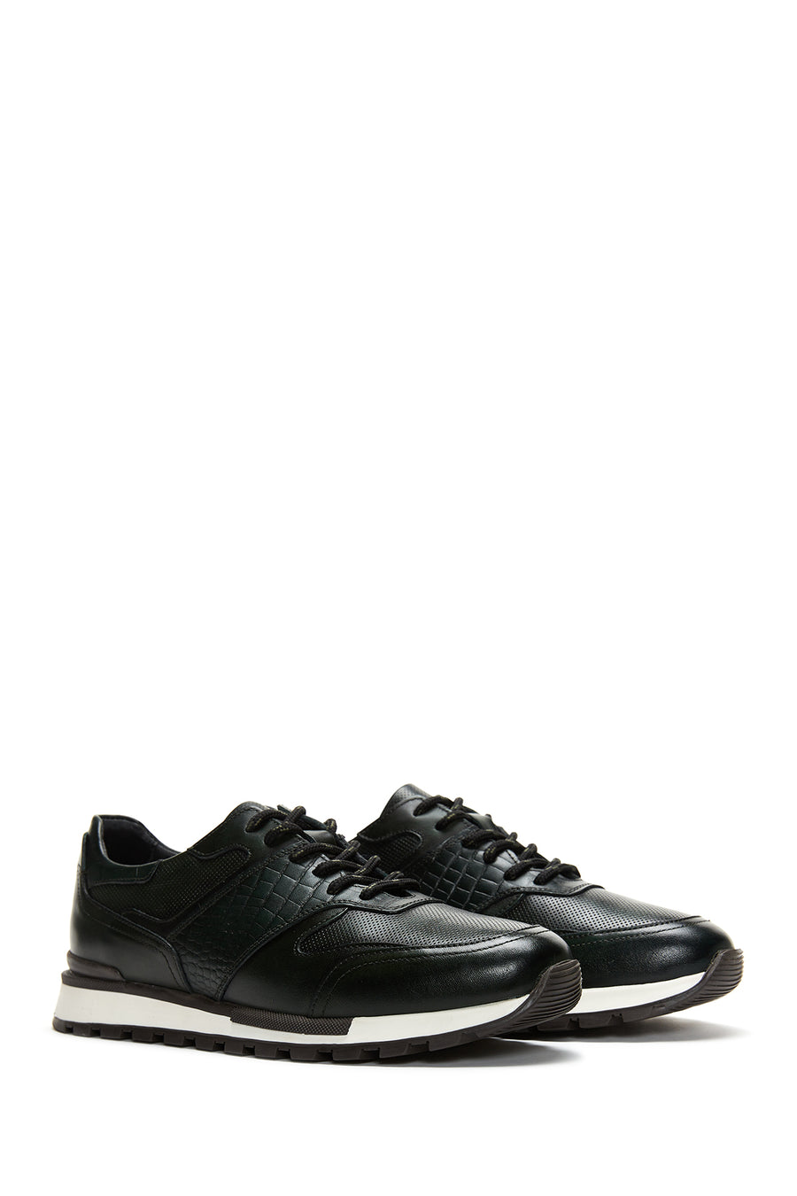 Men's Green Leather Printed Sneaker