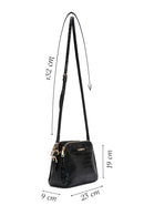 Women's Black Long Strap Crocodile Patterned Crossbody Bag | Derimod