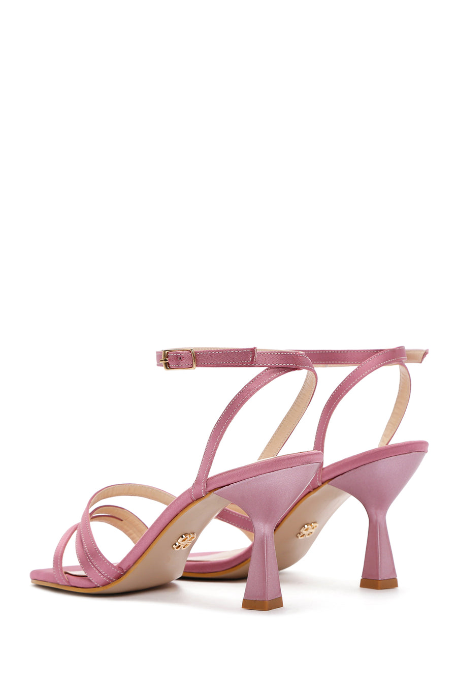 Women's Pink Ankle Strap Heeled Sandals