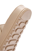 Women's Beige Double Buckled Stoned Slippers | Derimod