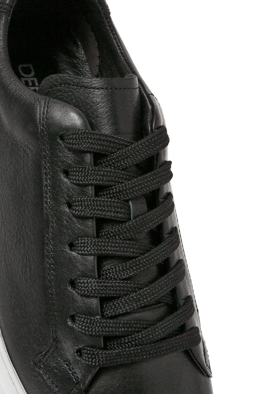 Erkek Siyah Bağcıklı Deri Sneaker