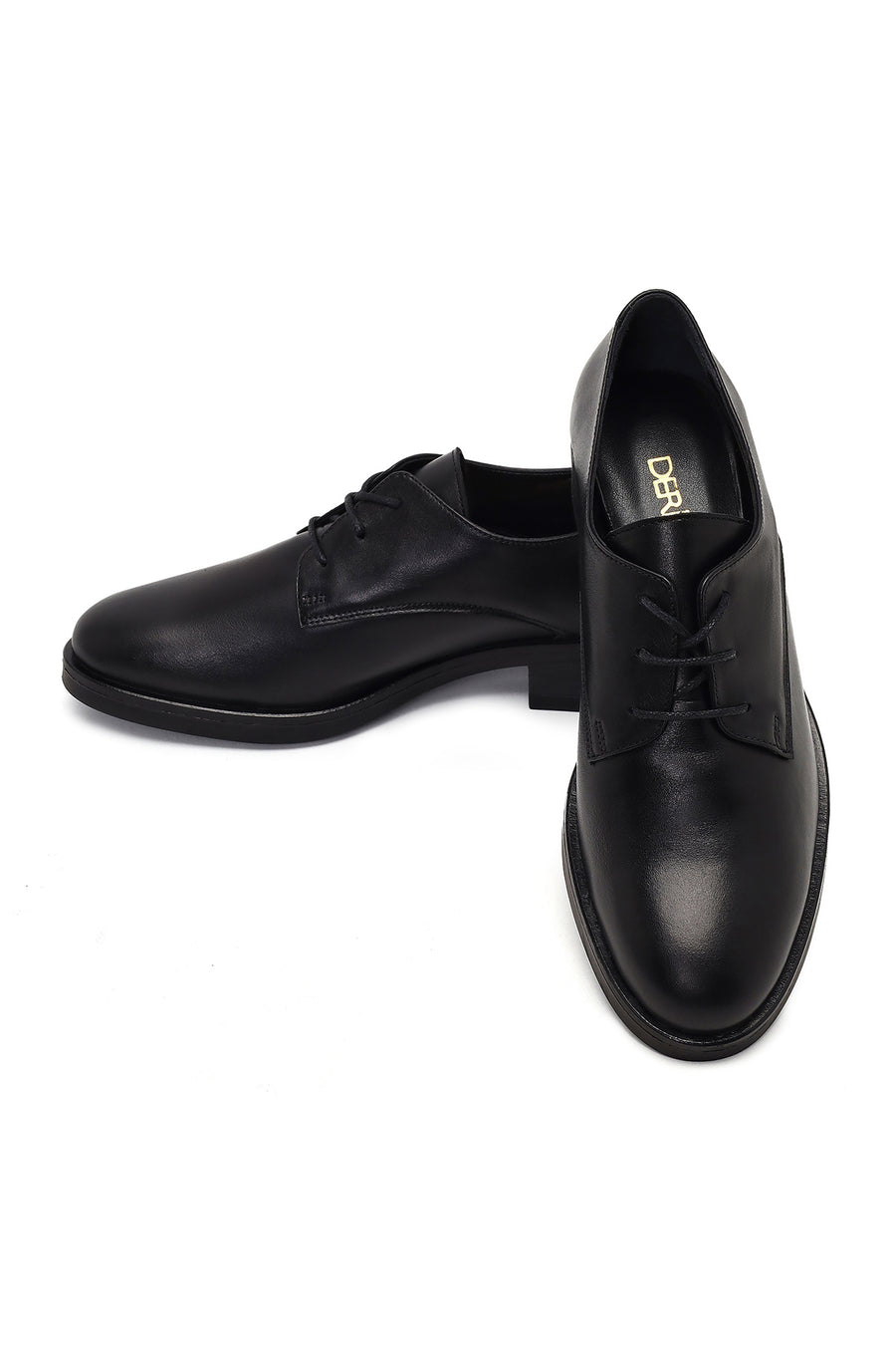 Women's Black Lace-up Leather Masculine Shoe