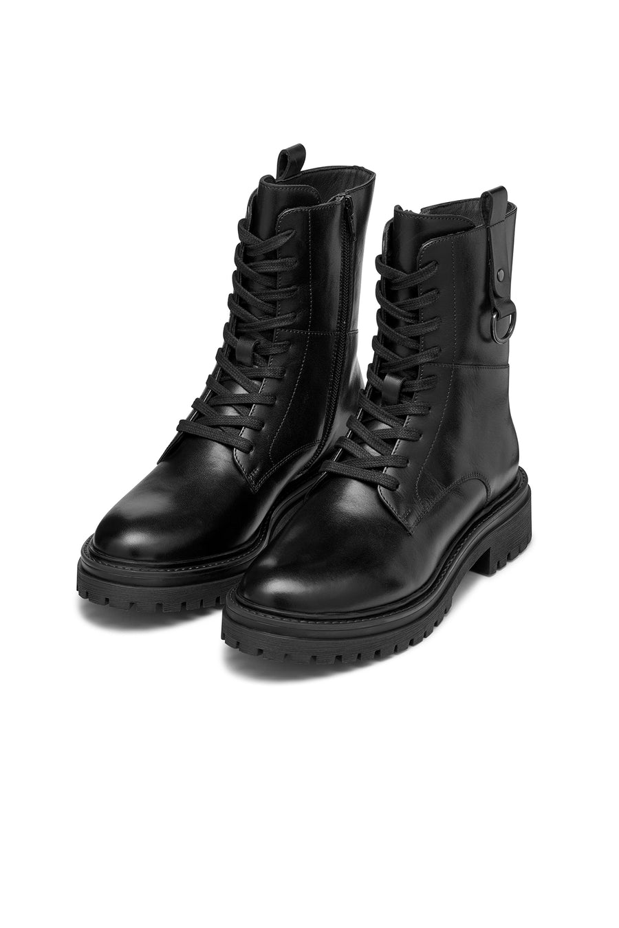 Geox Women's Black Iridea Lace-Up Leather Combat Boots