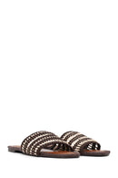 Woman Brown Braided Slipper | Derimod