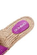 Women's Fuchsia Stone Straw Sole Espadrille Slippers | Derimod