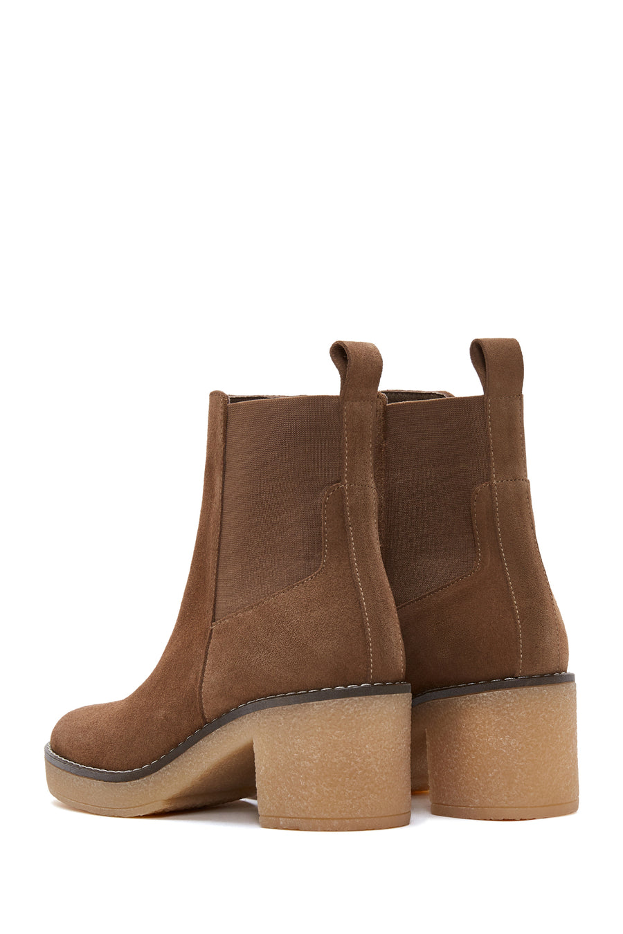 Women's Tan Suede Leather Heeled Boots