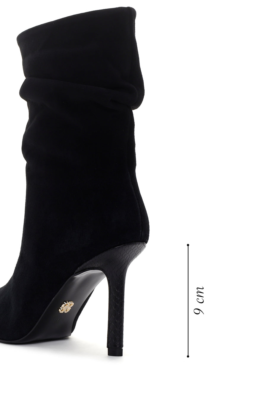 Women's Black Thin Heeled Suede Leather Boots