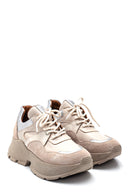 Women's Leather Suede Detail Sneaker | Derimod
