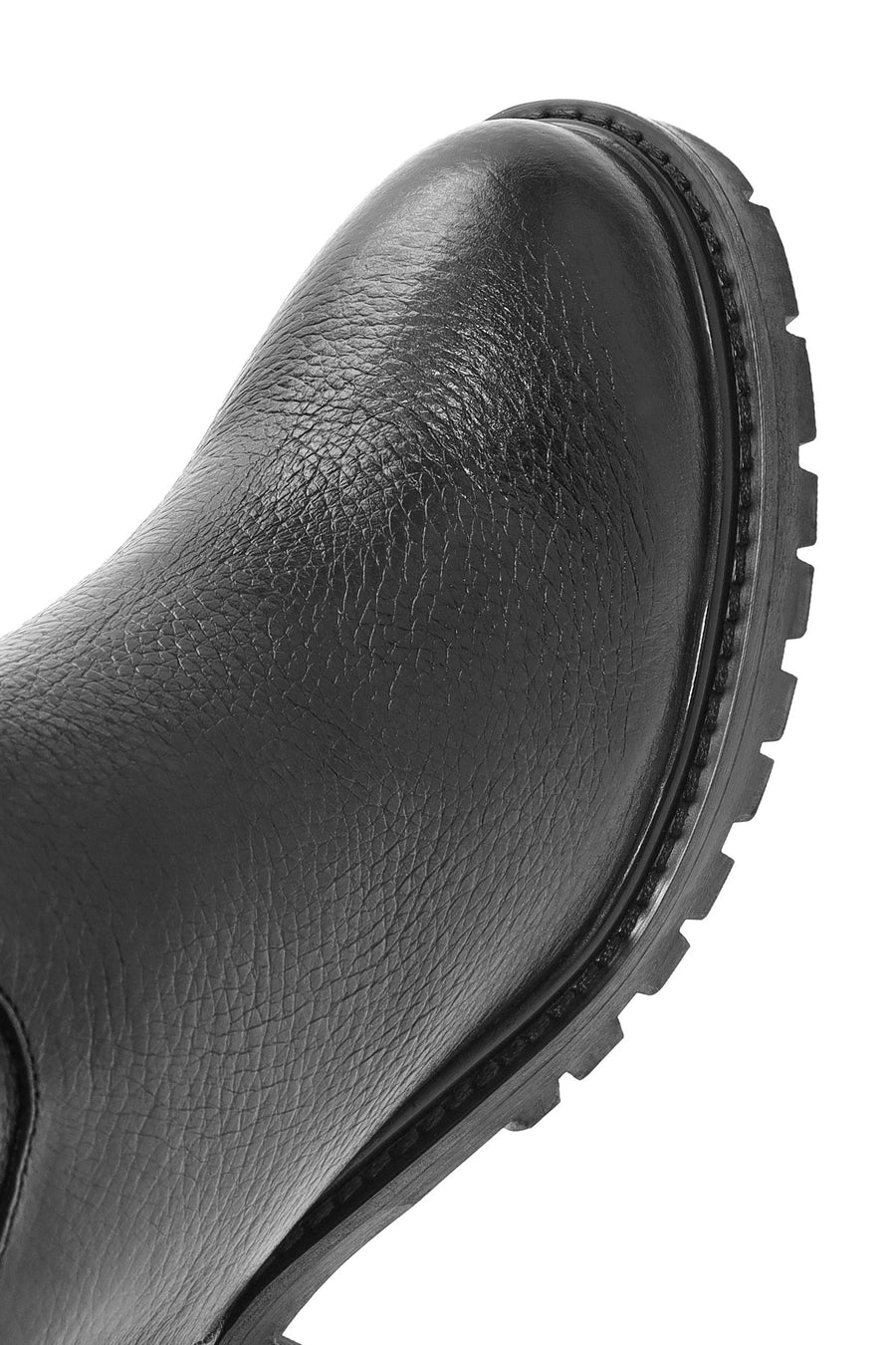 Women's Black Thick Heel Leather Boots