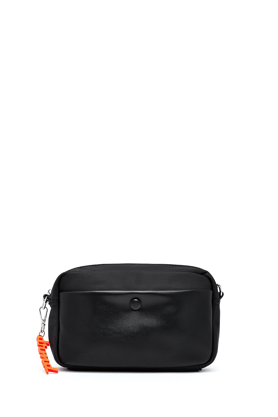 Women's Black Crossbody Bag with Accessory Detail