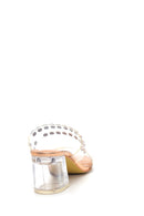 Women's Pink Gold Transparent Stone Heeled Slippers | Derimod