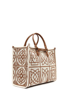 Women's Camel Long Strap Patterned Fabric Shoulder Bag | Derimod