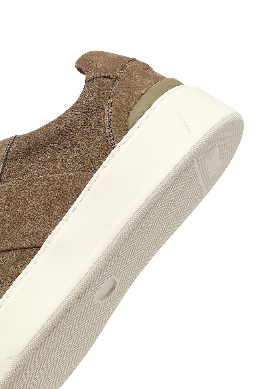 Men's Mink Lace-Up Thick-Soled Nubuck Leather Sneaker