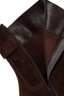 Woman Brown Zip Closure Buckled Suede Leather Boots | Derimod
