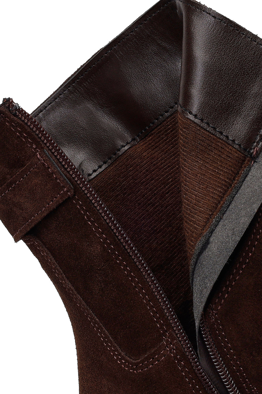 Woman Brown Zip Closure Buckled Suede Leather Boots