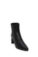 Derimod Flex Woman Black Zip Closure Chunky-Heeled Leather Boots | Derimod