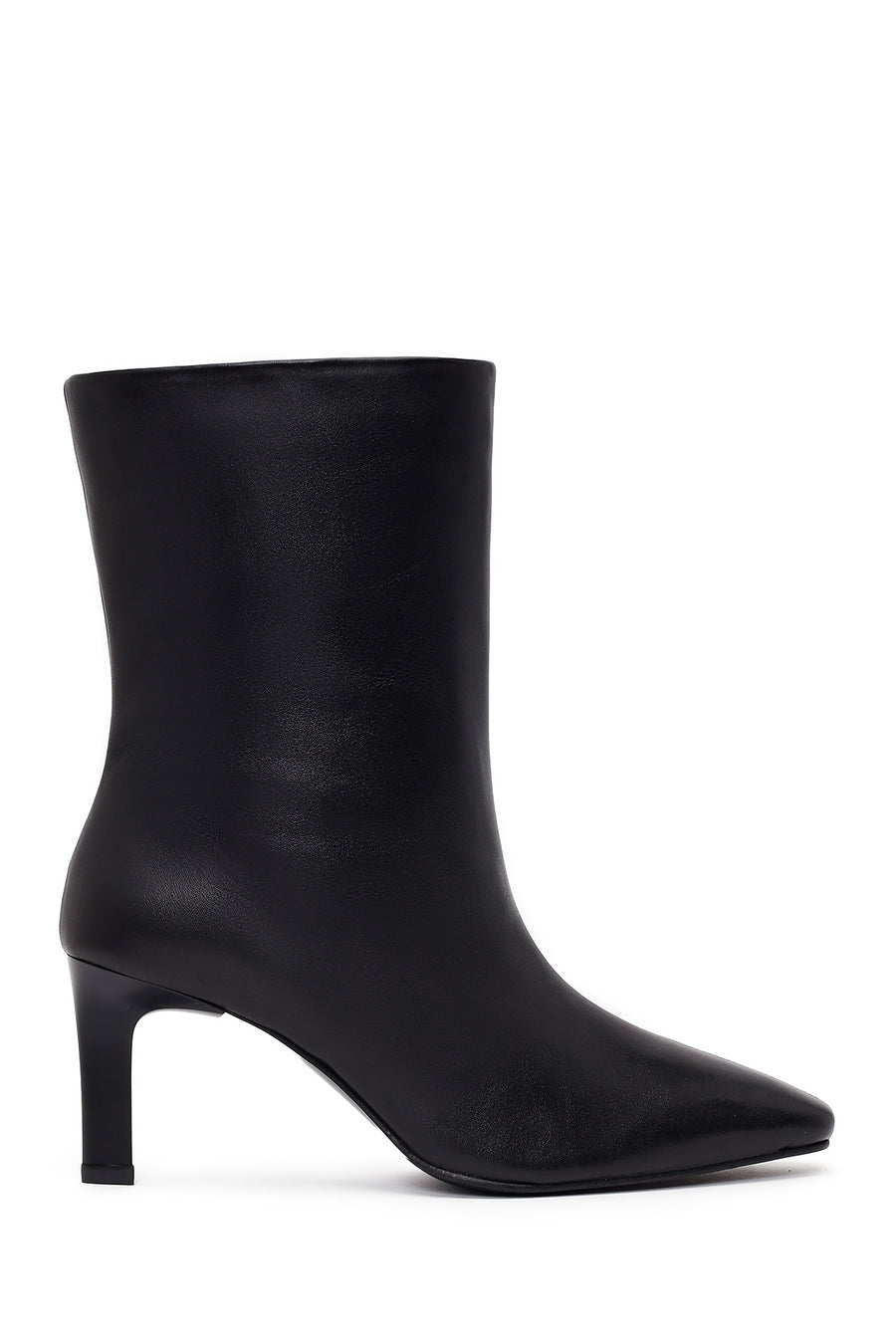 Woman Black Thin High-Heeled Leather Boots WF160008DV | Derimod