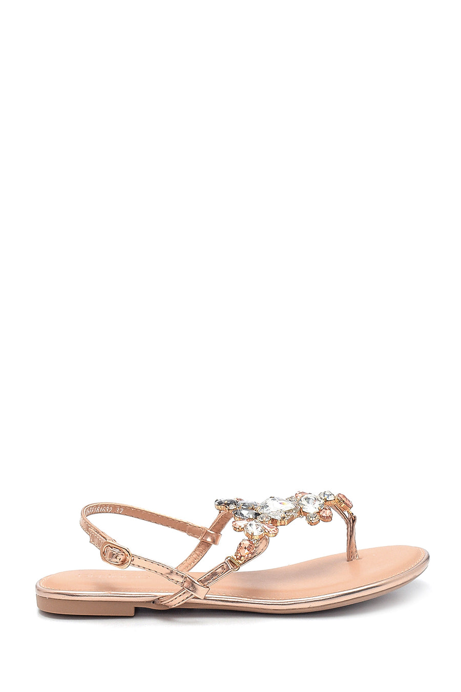 Women's Gold Stone Flat Sandals 20SFE181632 | Derimod