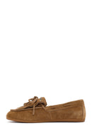 Women's Tan Tassel Suede Leather Loafer | Derimod