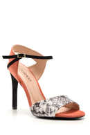 Women's Crocodile Detailed Suede Heeled Shoes | Derimod