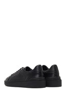 Erkek Siyah Bağcıklı Deri Sneaker | Derimod