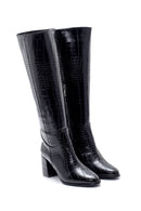 Women's Crocodile Patterned Heeled Boots | Derimod
