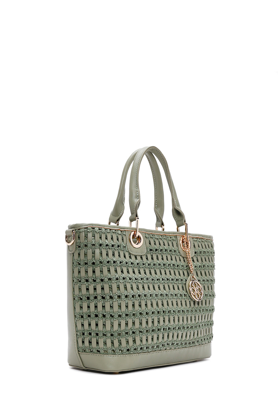 Women's Green Long Strap Knitted Shoulder Bag