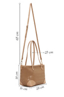 Woman Beige Long-Strap Printed Shoulder Bag | Derimod