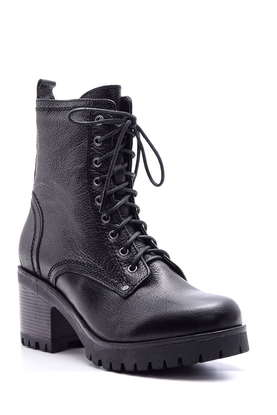 Women's Heeled Laced Leather Boots