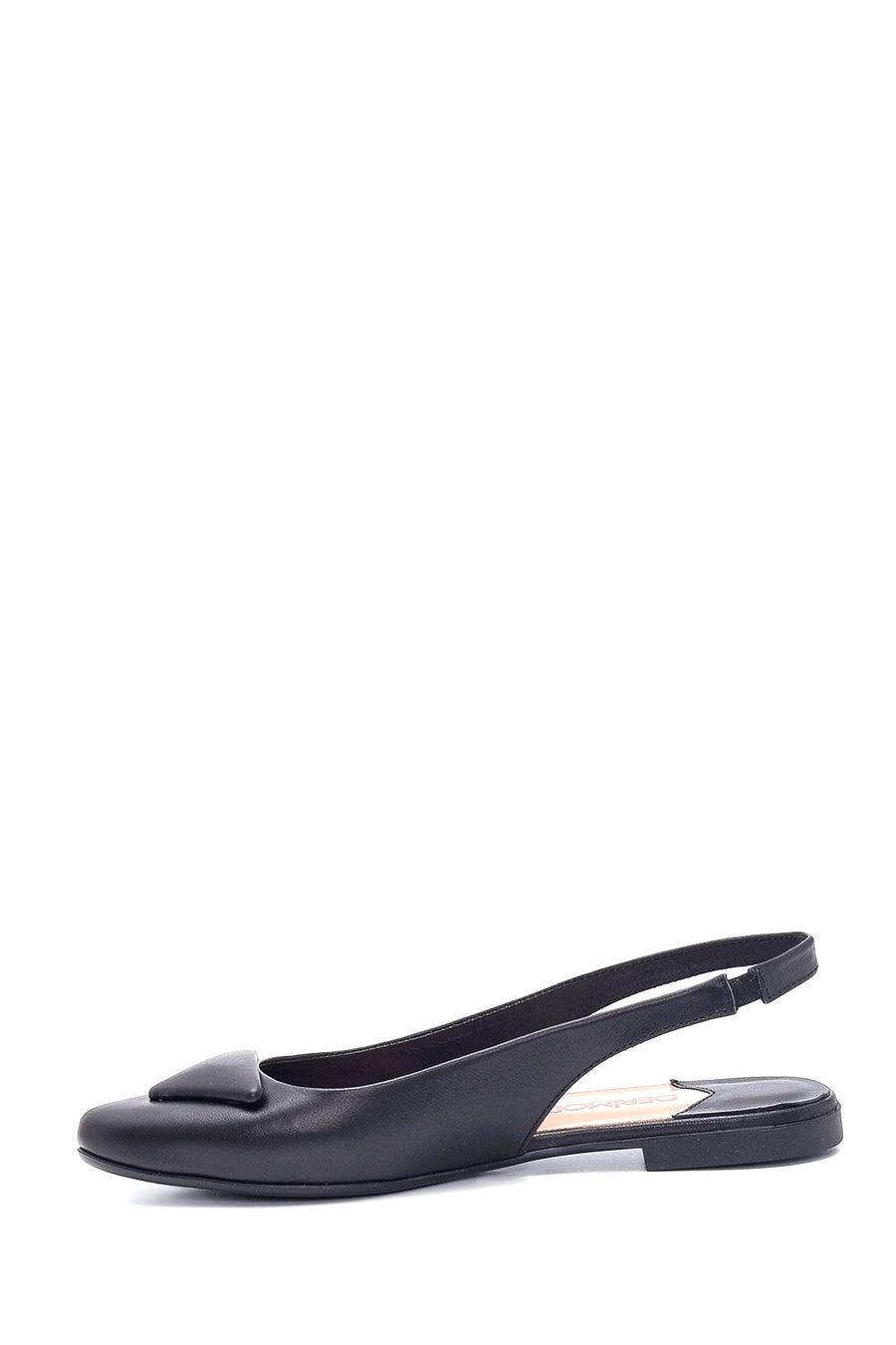 Women's Black Leather Open-Back Ballerinas