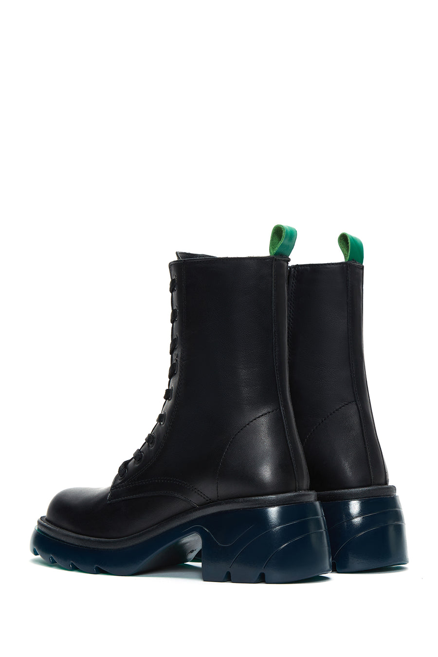 Women's Black Leather Heeled Boots