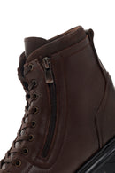 Men's Brown Leather Zippered Casual Boots | Derimod