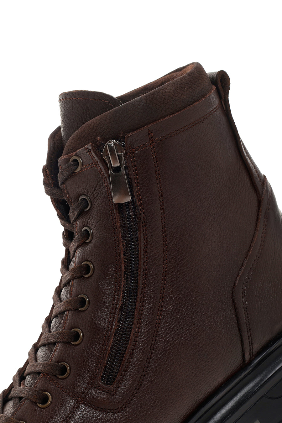 Men's Brown Leather Zippered Casual Boots