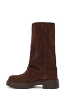 Woman Brown Buckled Suede Boots | Derimod