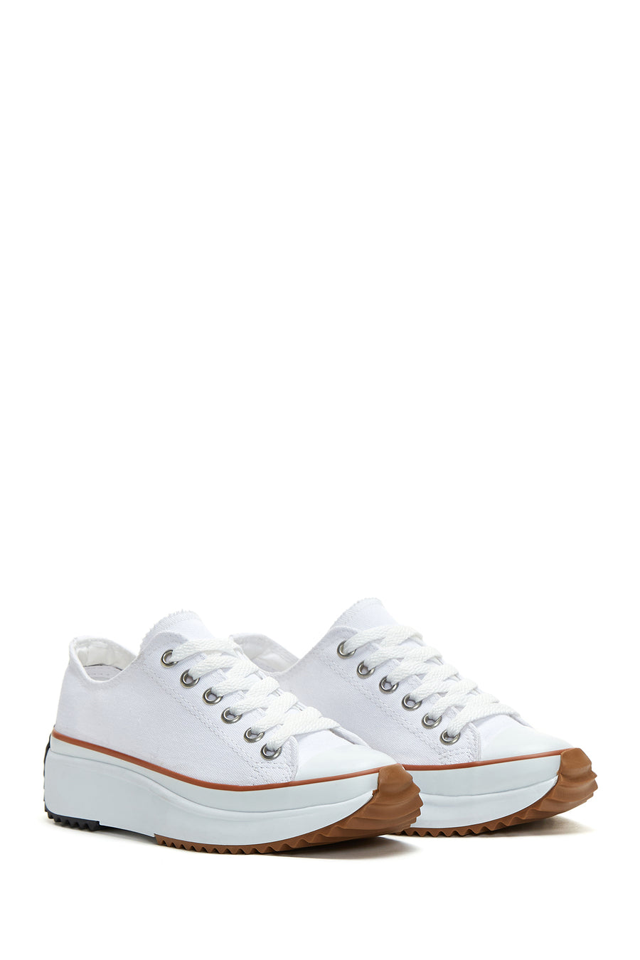 Kadın Beyaz Kalın Tabanlı Kumaş Sneaker