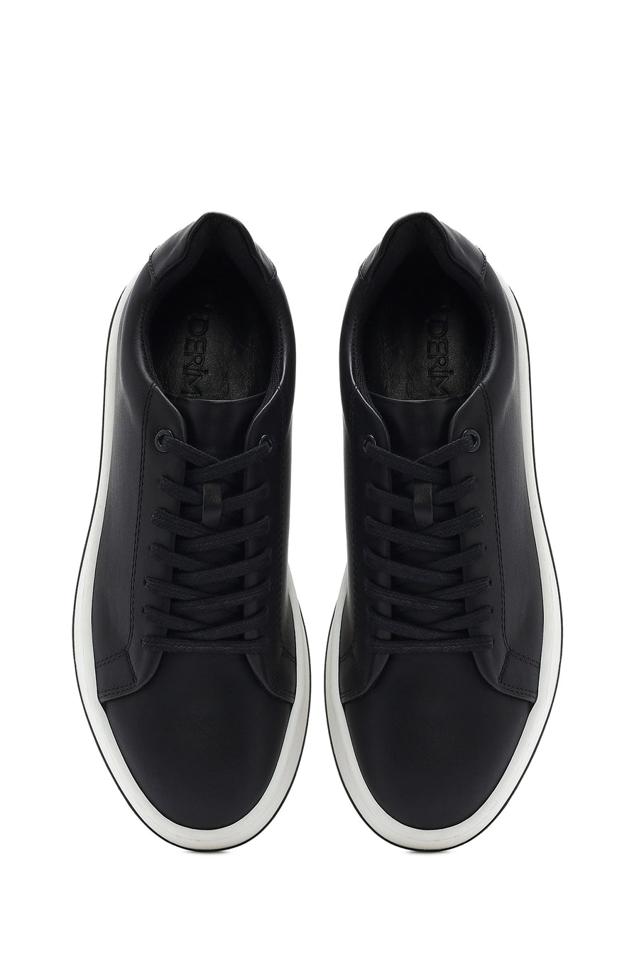 Erkek Siyah Bağcıklı Deri Sneaker