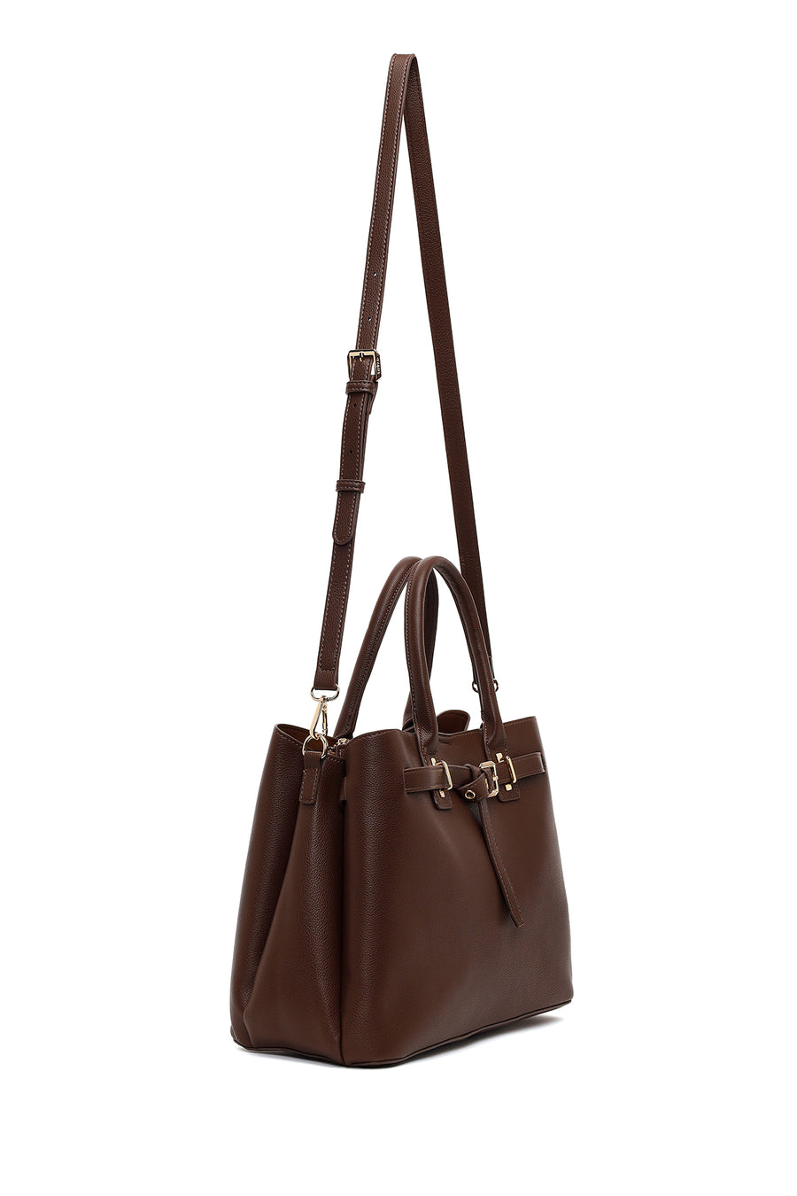 Woman Brown Long-Strap Classic Shoulder Bag