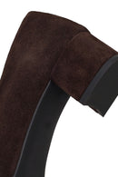 Derimod Flex Woman Brown Short Thick-Heeled Suede Stiletto | Derimod