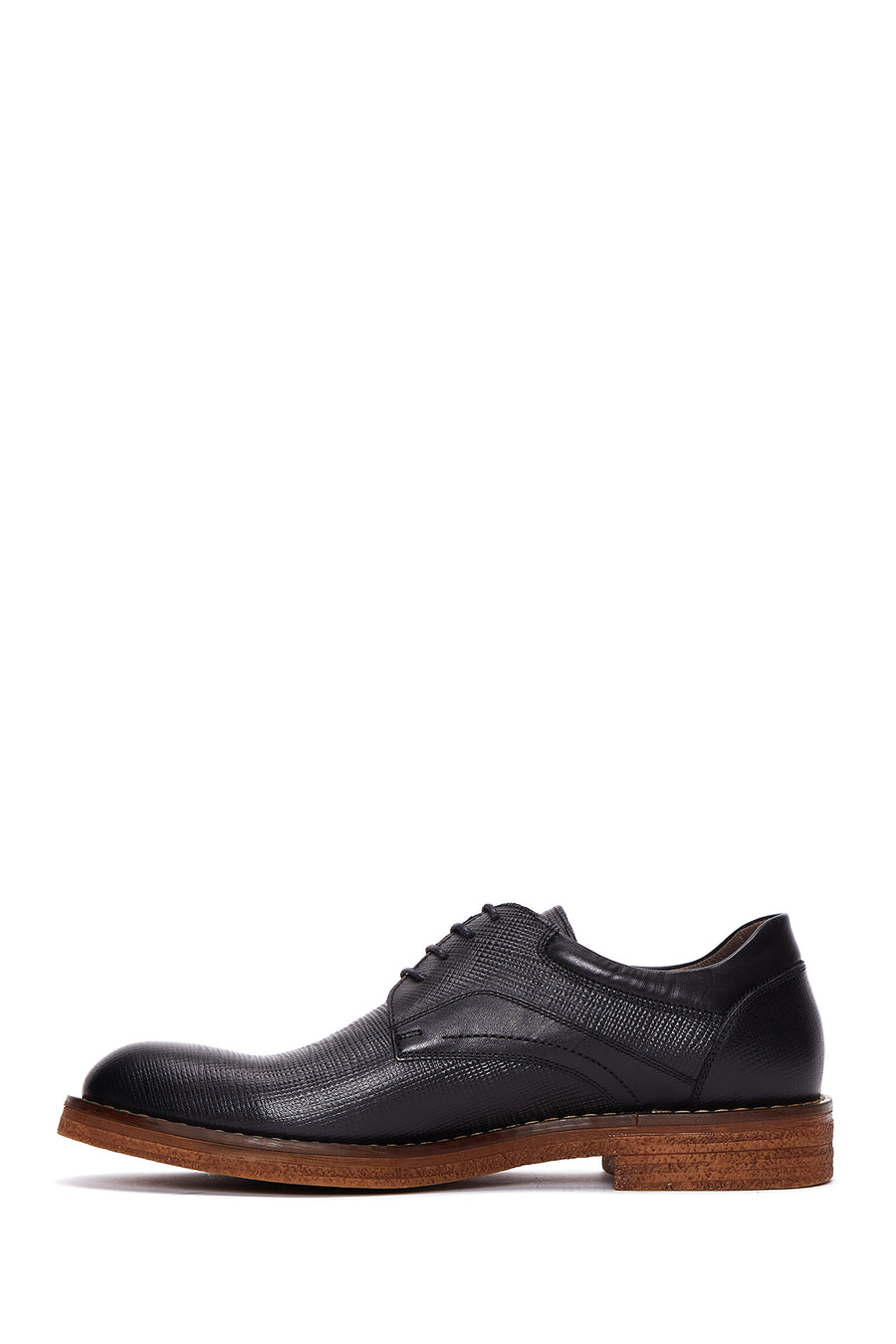 Men's Black Leather Printed Casual Shoes