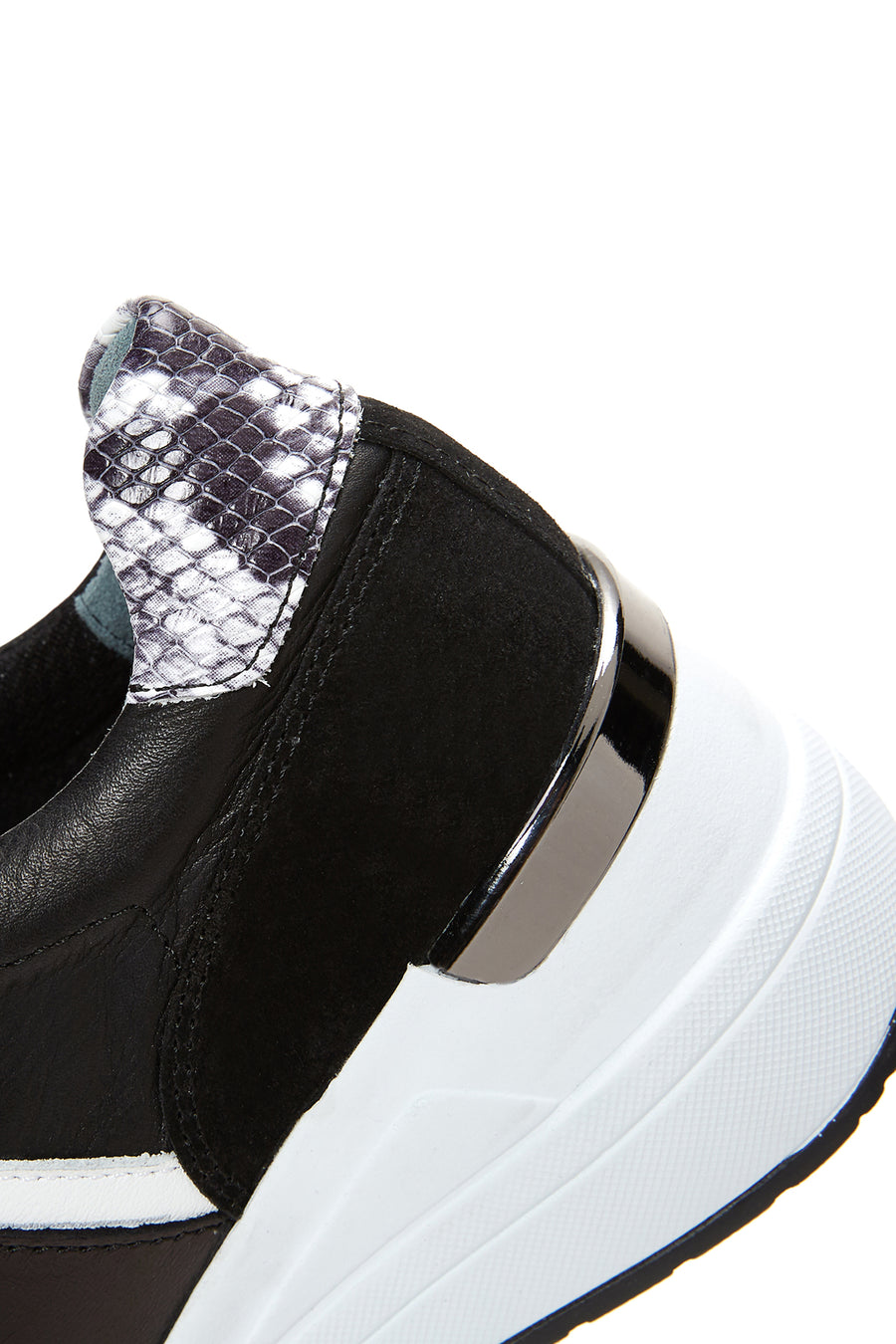 Kadın Siyah Deri Dolgu Topuklu Sneaker