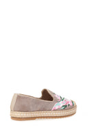 Embroidered Beige Women's Espadrille | Derimod