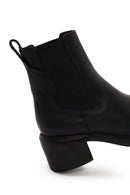 Woman Black Chunky-Heeled Leather Chelsea Boots | Derimod
