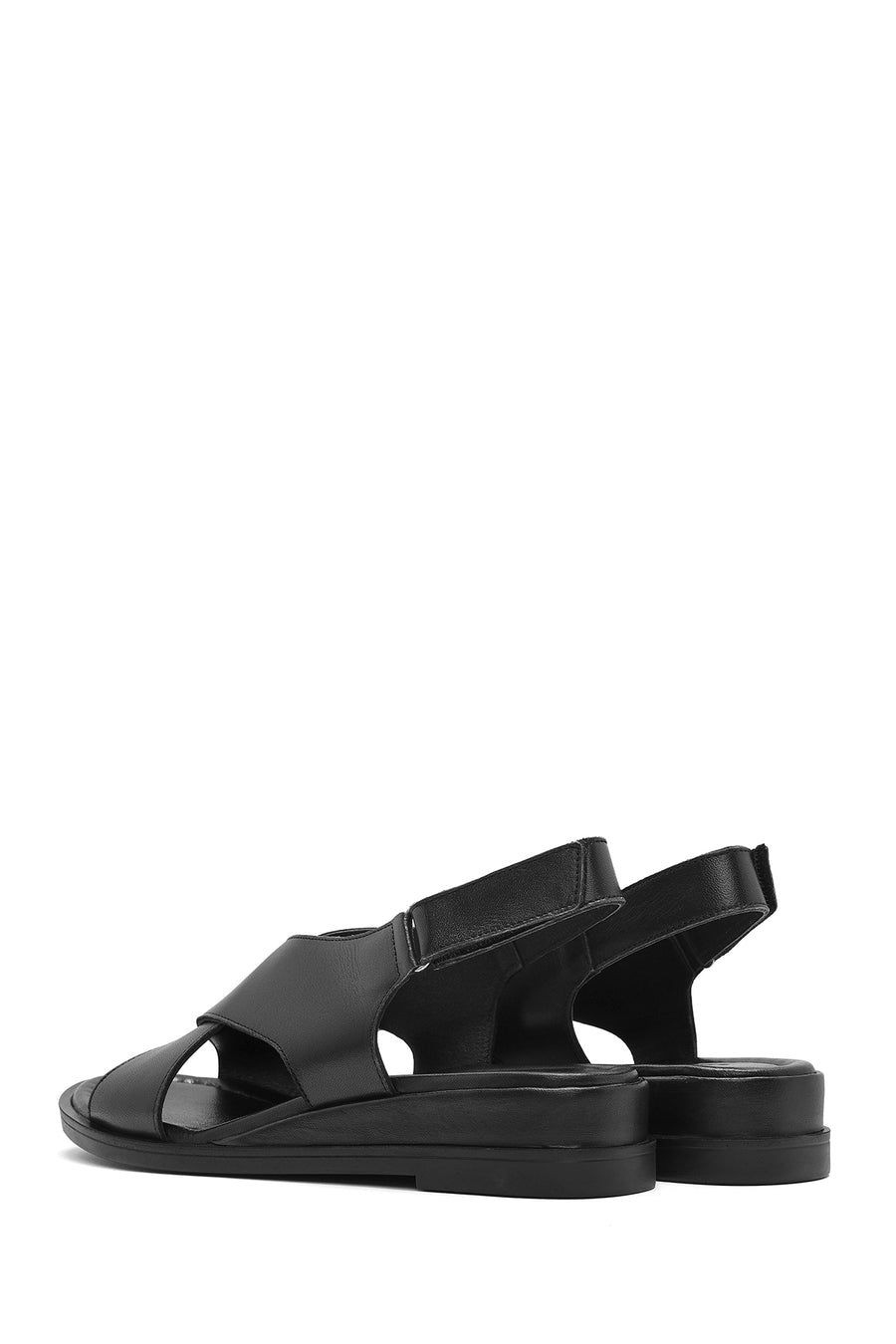 Women's Black Strappy Leather Sandals