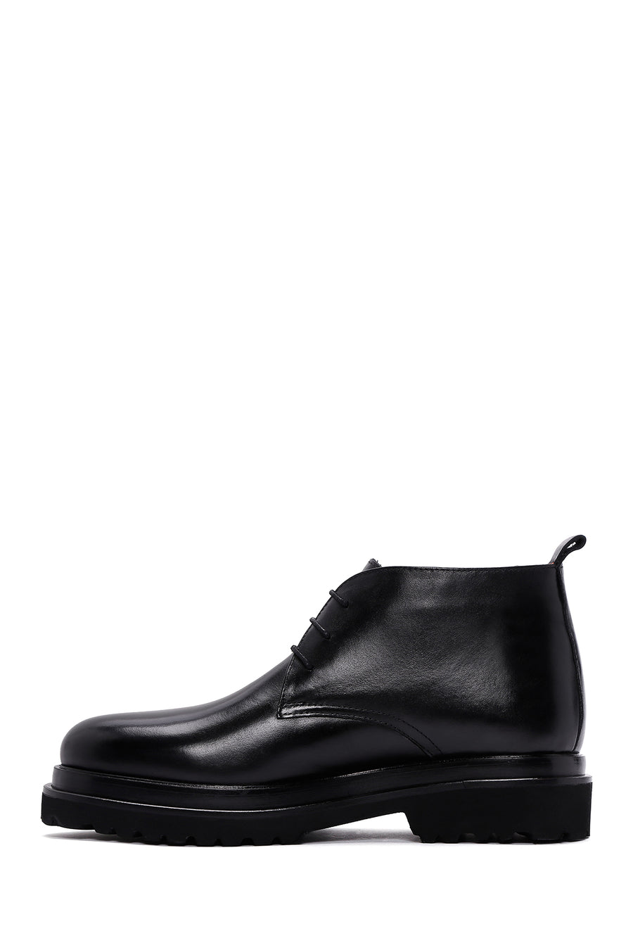 Men's Black Thick Soled Leather Boots