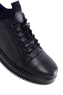 Men's Navy Blue Leather Sneaker | Derimod