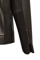 Musiala Male Black Slim-Fit Leather Jacket | Derimod