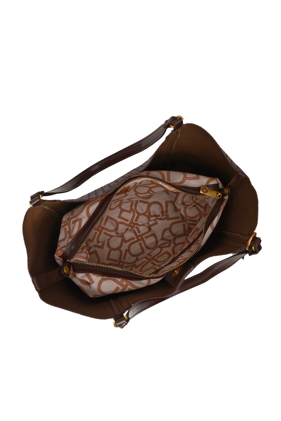 Woman Brown Accessory-Detail Printed Shoulder Bag