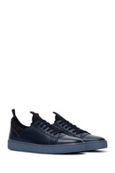 Men's Navy Blue Leather Sneaker | Derimod
